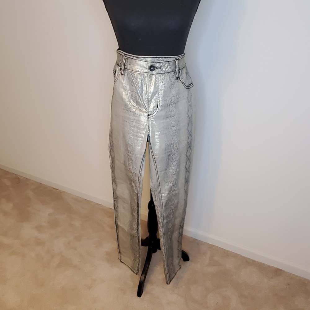 Silver and black snake print design jeans